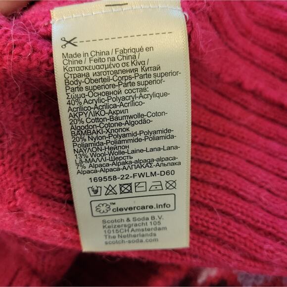 Scotch & Soda Cable knit Fair Isle sweater in Cosmic Pink - Picture 6 of 9